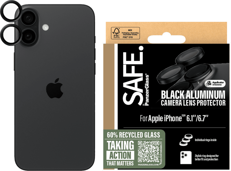 PanzerGlass SAFE. Kamera SP iPhone 16/16 Plus schwarz