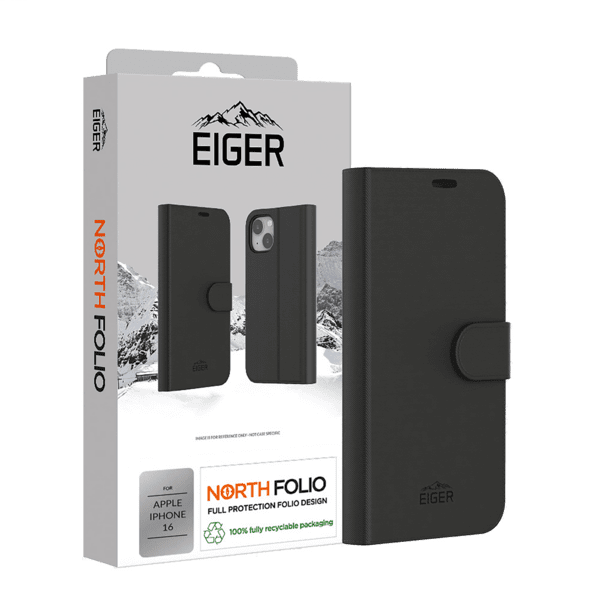 Eiger North Folio Case iPhone 16 schwarz