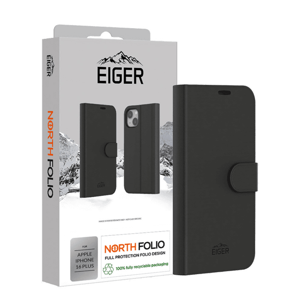 Eiger North Folio Case iPhone 16 Plus schwarz