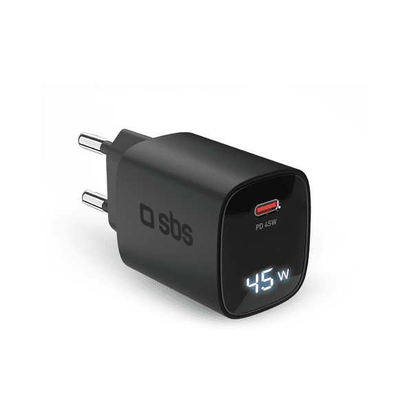 SBS PD Reiselader 45W USB-C LCD Display GaN schwarz