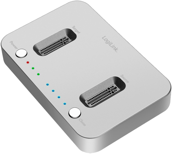 LogiLink USB 3.2 Gen 2 Duale M.2 NVMe Dockingstation silber