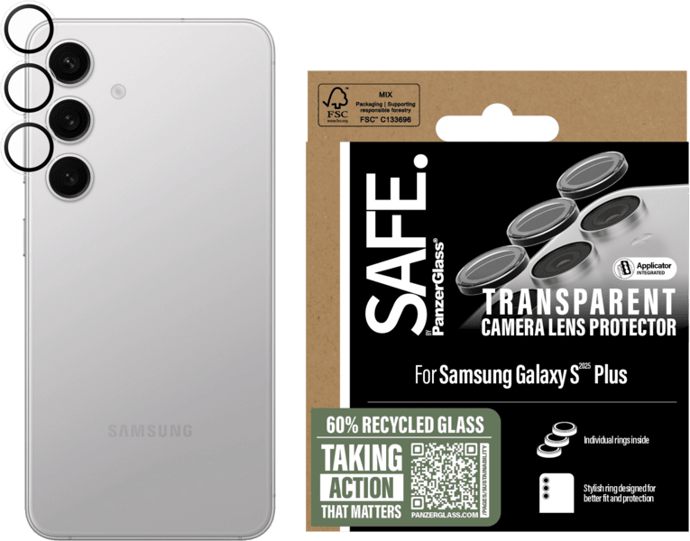 PanzerGlass SAFE. Kamera SP Galaxy S25+ transparent PanzerGlass SAFE. Kamera SP Galaxy S25+ transparent