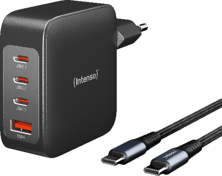 Intenso 140W Power-Adapter 1x USB-A 3x USB-C inkl. Kabel Intenso 140W Power-Adapter 1x USB-A 3x USB-C inkl. Kabel