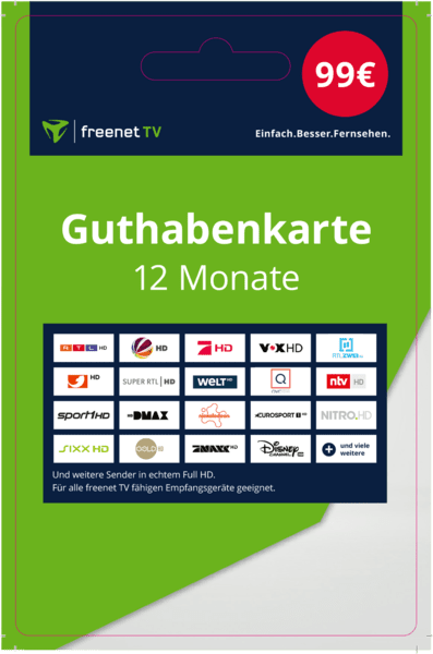 Freenet TV Guthabenkarte 12 Monate