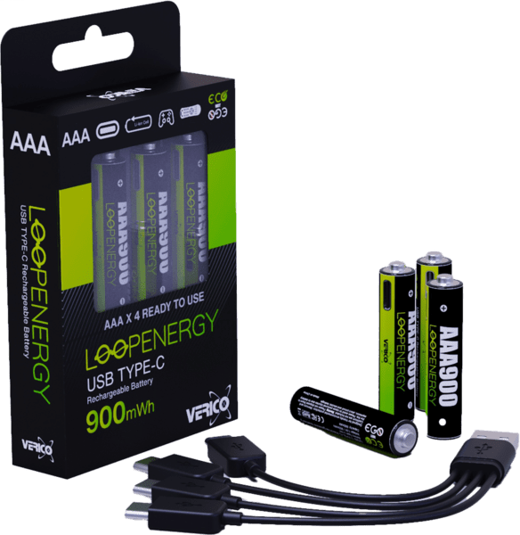 Verico LoopEnergy AAA900 4er-Pack wiederaufladbar USB-C