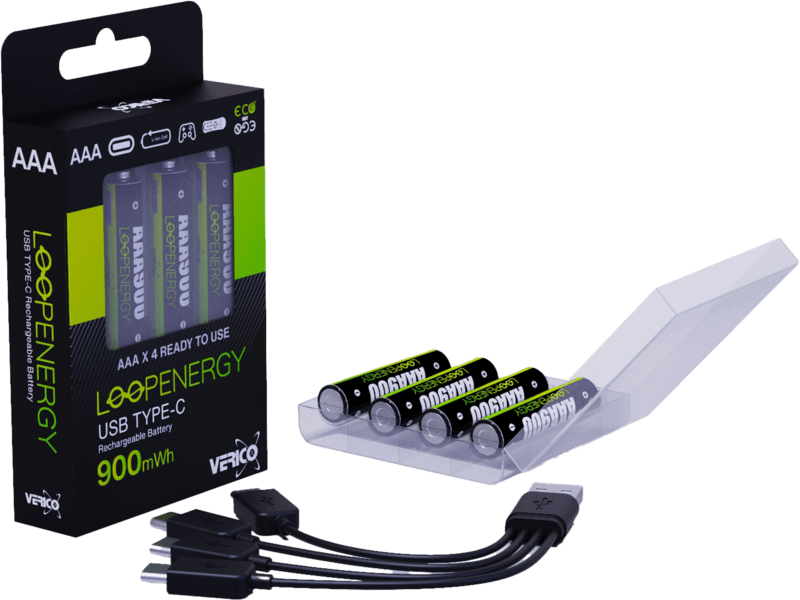 Verico LoopEnergy AAA900 4er-Pack wiederaufladbar USB-C