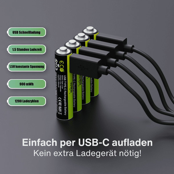 Verico LoopEnergy AAA900 4er-Pack wiederaufladbar USB-C