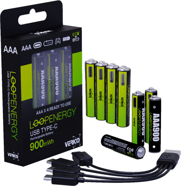 Verico LoopEnergy AAA900 8er-Pack wiederaufladbar USB-C