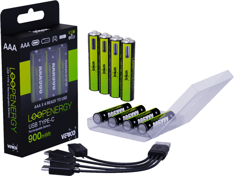 Verico LoopEnergy AAA900 8er-Pack wiederaufladbar USB-C