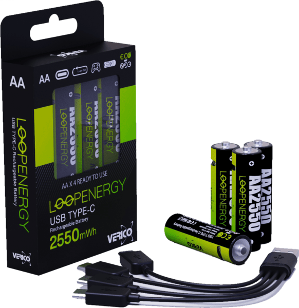 Verico LoopEnergy AA2550 4er-Pack wiederaufladbar USB-C