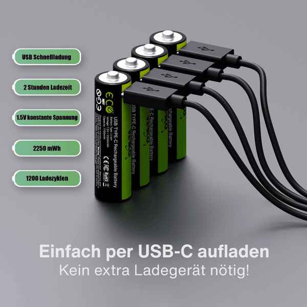 Verico LoopEnergy AA2550 4er-Pack wiederaufladbar USB-C