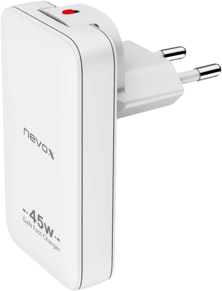 nevox 45W Dual Slim Ladegerät GaN USB-C/USB EU/US weiß