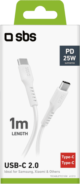 SBS USB-C zu USB-C Kabel 1m weiß