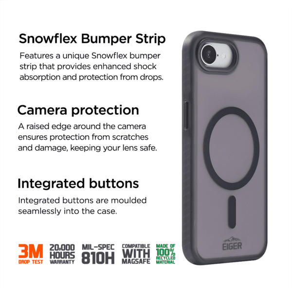 Eiger Blizzard MagSafe Case GRS iPhone 16e schwarz Eiger Blizzard MagSafe Case GRS iPhone 16e schwarz