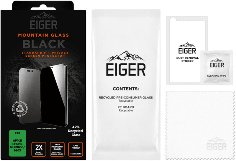 Eiger SP Mountain Black Privacy iPhone 16e/14/13/13Pro