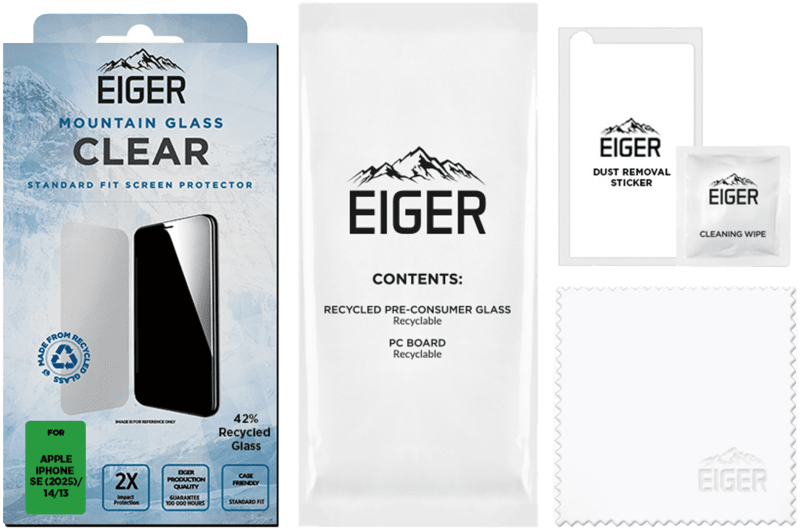 Eiger SP Mountain Glass Clear iPhone 16e/14/13/13Pro Eiger SP Mountain Glass Clear iPhone 16e/14/13/13Pro