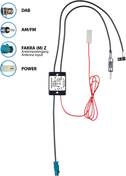 ACV Antennensplitter AM/FM DAB+ Fakra(m)>DIN(m)/SMB(f)
