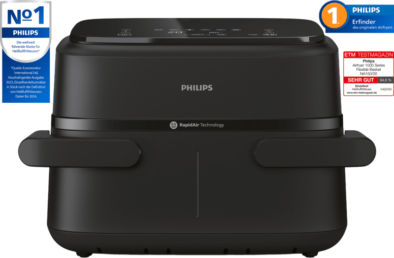 Philips NA150/00 1000 Series Heißluftfritteuse schwarz Philips NA150/00 1000 Series Heißluftfritteuse schwarz