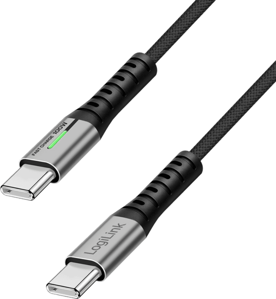 LogiLink USB 3.2 Gen2x2 Type-C-Kabel, C/M zu C/M LED 2m sw