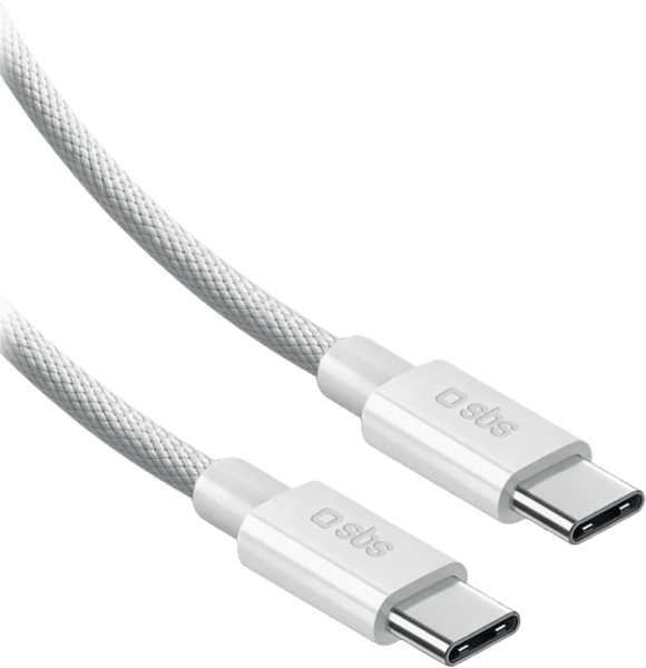 SBS USB-C zu USB-C Nylon-Kabel 2m 100W weiß