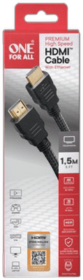 ONE For ALL 1.5m Premium High Speed HDMI Cable certified