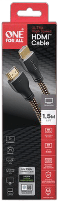 ONE For ALL 1.5m Ultra High Speed HDMI 2.1 Cable certified