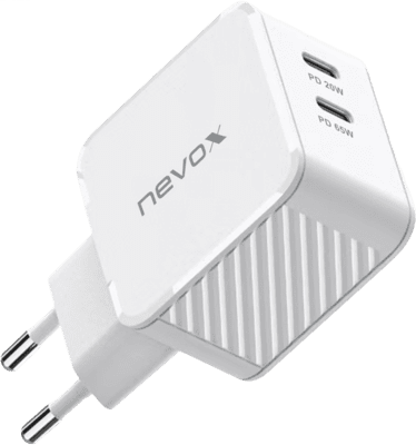 Tootefoto - Nevox 65W Dual USB-C PD laadija GaN valge