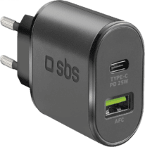 SBS PD Reiselader 25W USB-C/USB-A schwarz