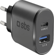 SBS Reiselader 10W USB/USB-C schwarz