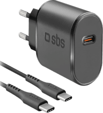 SBS Reiselader 15W USB-C schwarz + USB-C Kabel