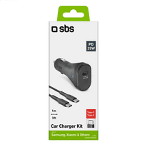 SBS PD KFZ-Ladegerät 25W USB-C + USB-C Kabel 1m
