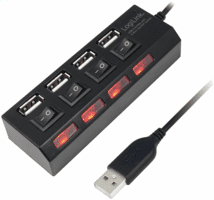 LogiLink USB 2.0-Hub 4-Port m. Ein-/Ausschalter