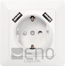 LogiLink Unterputzdose m. 1x Schuko/2x USB-A 5V/2,1A max.