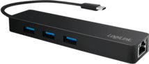 LogiLink USB-C 3.1-Hub 3-Port schwarz m. Gigabit-Adapter