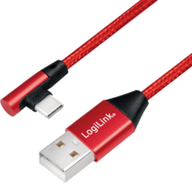 LogiLink USB 2.0-Kabel USB/USB-C 30cm rot 90°-Stecker