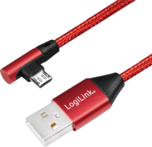 LogiLink USB 2.0-Kabel USB/Micro-USB 30cm rot 90°-Stecker