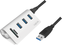 LogiLink USB 3.0-Hub 3-Port silber m. Kartenleser