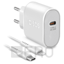 SBS PD Reiselader 20W USB-C/Lightning/USB-C Kabel weiß