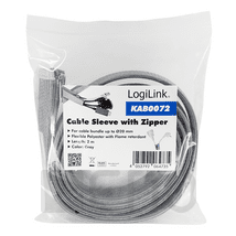 LogiLink Kabelschlauch 0,3mm m. Reißverschluss 2m grau