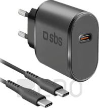 SBS Reiselader 15W USB-C schwarz + USB-C Kabel