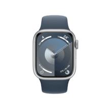 Apple Watch 9 45mm Alu silber Sportarm. sturmblau S/M