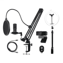 Deltaco Streaming Kit -Mikro, Lichtring, Webcam, Ständer