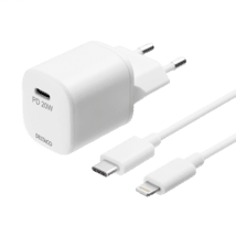 Deltaco PD Ladegerät 20W USB-C+Lightning Kabel 1m weiß