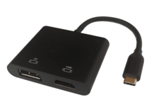 DELTACO USB-C MST Hub 2x 4K/60Hz HDMI+DP 0,1m schwarz