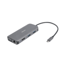 DELTACO USB-C Dockingstation 3xUSB/SD/microSD/RJ45/HDMI si