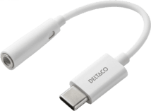 DELTACO USB-C zu 3,5 Klinke Adapter 11cm weiß