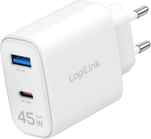 LogiLink USB-C-GaN-Adapter, 45 W, USB-A, USB-C weiß