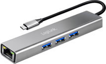 LogiLink USB 3.2 Gen1 Hub, 3xUSB-A, 1xRJ45 Gigabit Ethernet