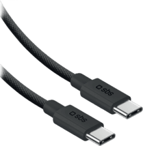SBS USB-C zu USB-C Nylon-Kabel 2m 240W schwarz